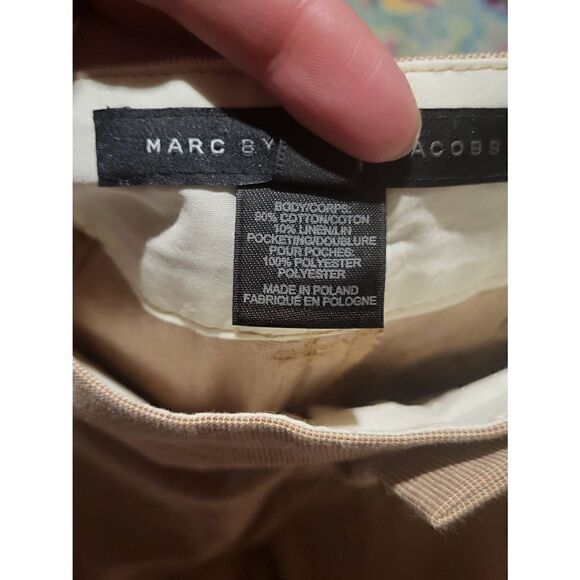 NWT Marc Jacobs Bootcut Flap Pocket Pants Linen Blend Tan Women's 6 - Picture 5 of 6